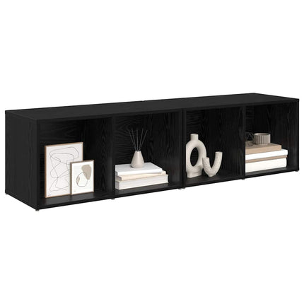 TV-bänkset 2 pcs Svart Ek 37 x 35 x 72 cm Konstruerat trä