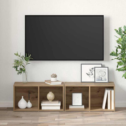 TV-bänkset 2 pcs Artisan Ek 37 x 35 x 72 cm Konstruerat trä
