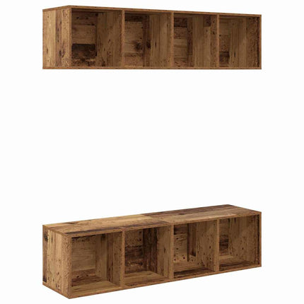 TV-bänkset 2 pcs Gammalt trä 37 x 37 x 142,5 cm Konstruerat trä
