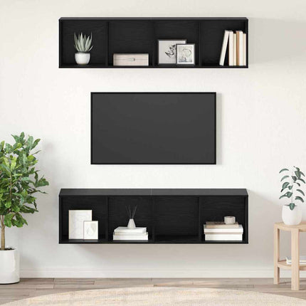 TV-bänkset 2 st 37 x 37 x 142,5 cm Svart Ek