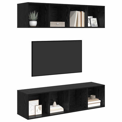 TV-bänkset 2 st 37 x 37 x 142,5 cm Svart Ek