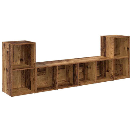 TV-bänkset 4 pcs Gammalt trä 37 x 37 x 72 cm Konstruerat trä