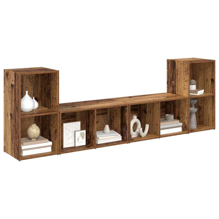 TV-bänkset 4 pcs Gammalt trä 37 x 37 x 72 cm Konstruerat trä