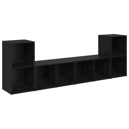 TV-bänkset 4 pcs Svart Ek 37 x 37 x 72 cm Konstruerat trä
