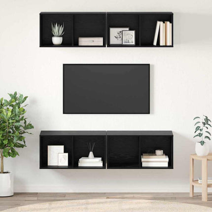 TV-bänkset 4 st 37 x 37 x 72 cm Svart Ek