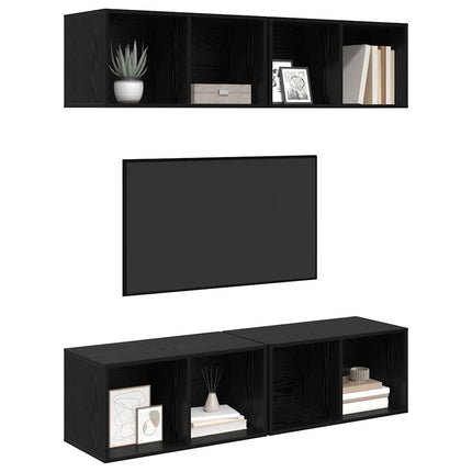 TV-bänkset 4 st 37 x 37 x 72 cm Svart Ek