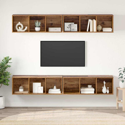TV-bänkset 4 pcs Gammalt trä 37 x 37 x 107 cm Konstruerat trä
