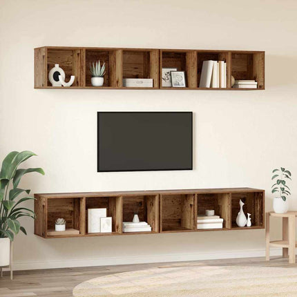 TV-bänkset 4 pcs Gammalt trä 37 x 37 x 107 cm Konstruerat trä