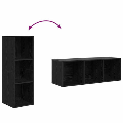 TV-bänkset 4 pcs Svart Ek 37 x 37 x 107 cm Konstruerat trä