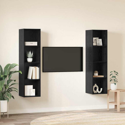 TV-bänkset 2 pcs Svart 37 x 37 x 142,5 cm Konstruerat trä