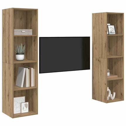 TV-bänkset 2 pcs Brun 37 x 37 x 142,5 cm Konstruerat trä