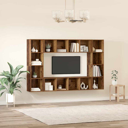 TV-bänkset 4 pcs Brun 37 x 37 x 142,5 cm Konstruerat trä