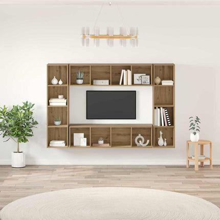 TV-bänkset 4 pcs Brun 37 x 37 x 142,5 cm Konstruerat trä