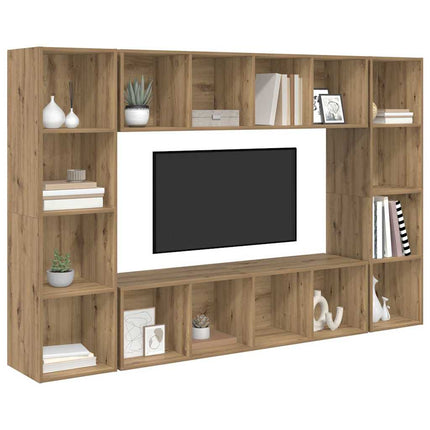 TV-bänkset 4 pcs Brun 37 x 37 x 142,5 cm Konstruerat trä