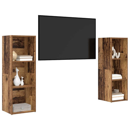 TV-bänkset 2 pcs Gammalt trä 107 x 35 x 37 cm Konstruerat trä