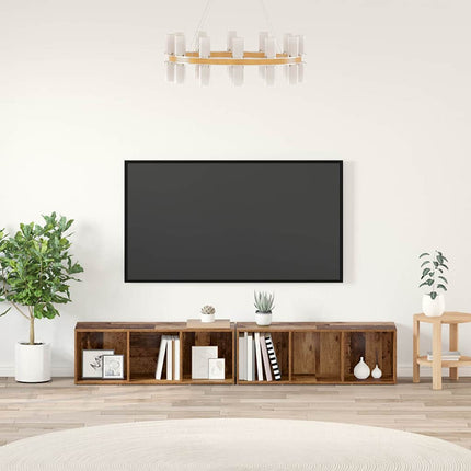 TV-bänkset 2 pcs Gammalt trä 37 x 35 x 107cm Konstruerat trä