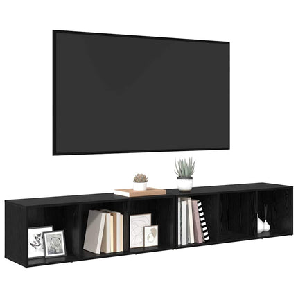 TV-bänkset 2 pcs Svart Ek 37 x 35 x 107cm Konstruerat trä