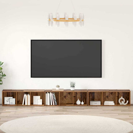 TV-bänkset 3 pcs Gammalt trä 37 x 35 x 107 cm Konstruerat trä