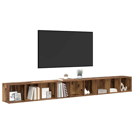 TV-bänkset 3 pcs Gammalt trä 37 x 35 x 107 cm Konstruerat trä