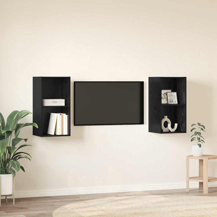 TV-bänkset 2 pcs Svart Ek 37 x 37 x 72 cm Konstruerat trä