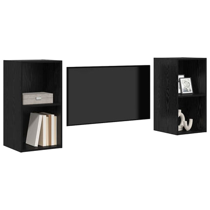 TV-bänkset 2 pcs Svart Ek 37 x 37 x 72 cm Konstruerat trä