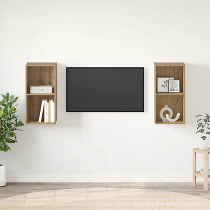 TV-bänkset 2 st 37 x 37 x 72 cm Artisan Ek