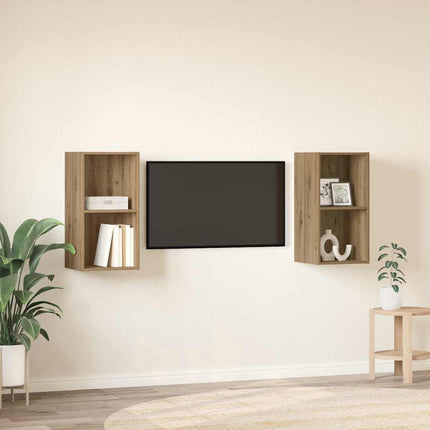 TV-bänkset 2 st 37 x 37 x 72 cm Artisan Ek