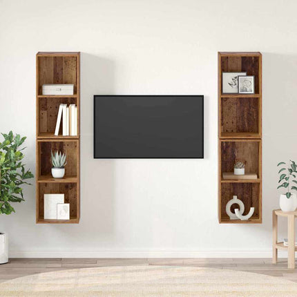 TV-bänkset 4 pcs Gammalt trä 37 x 37 x 72 cm Konstruerat trä