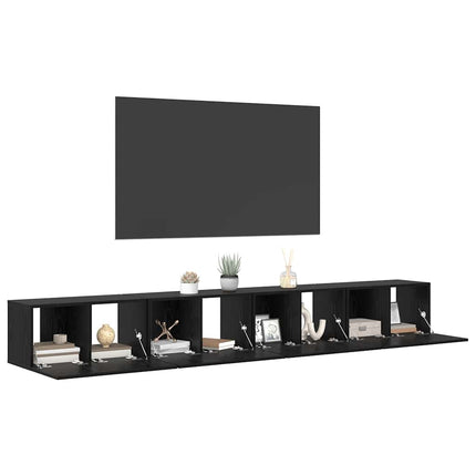 TV-bänkset 4 pcs Svart Ek 60 x 30 x 30 cm Konstruerat trä