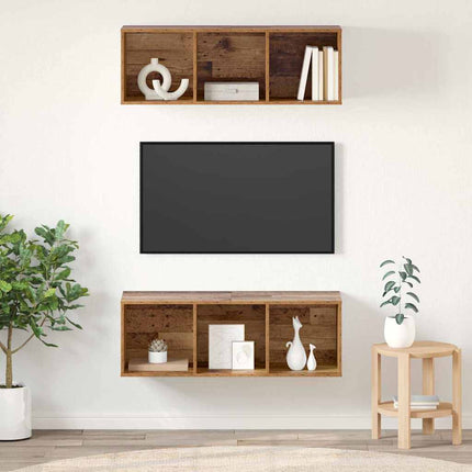 TV-bänkset 2 pcs Gammalt trä 37 x 37 x 107 cm Konstruerat trä