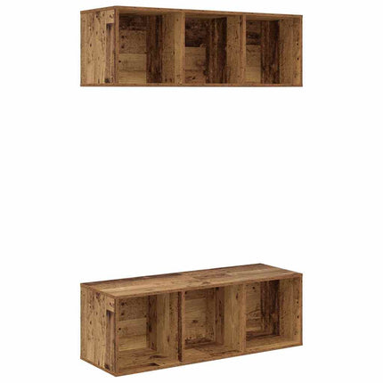 TV-bänkset 2 pcs Gammalt trä 37 x 37 x 107 cm Konstruerat trä