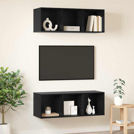 TV-bänkset 2 st 37 x 37 x 107 cm Svart Ek