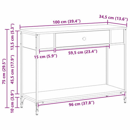 Konsolbord Gammalt trä 100 x 34.5 x 75 cm Konstruerat trä