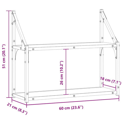 Vägg hylla med hylla Svart ek 60 x 21 x 51 cm Konstruerat trä