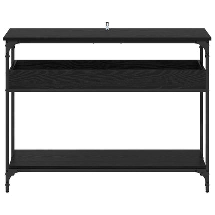 Konsolbord med hylla Svart ek 100 x 29 x 75 cm Konstruerat trä
