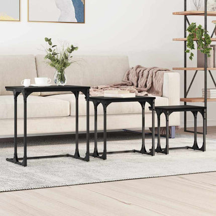 Nesting Kaffe Bord 3 st Svart ek 50.5 x 35 x 53 cm