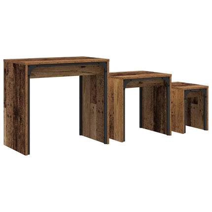 Kaffeebord 3 pcs Gammalt trä Konstruerat trä