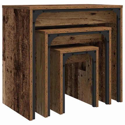 Kaffeebord 3 pcs Gammalt trä Konstruerat trä