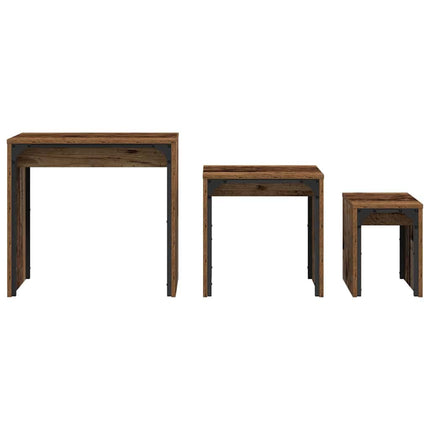 Kaffeebord 3 pcs Gammalt trä Konstruerat trä