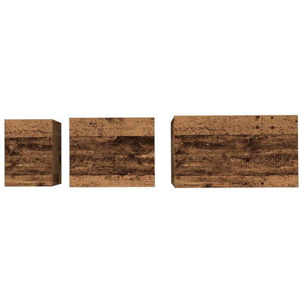 Kaffeebord 3 st Gammalt trä 60 x 35 x 56 cm Konstruerat trä