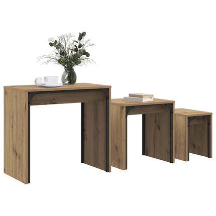 Kaffeebord 3 pcs Artisan Ek Konstruerat trä