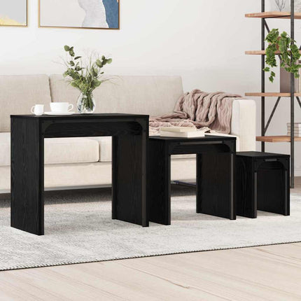 Kaffeebord 3 pcs Svart Ek Konstruerat trä