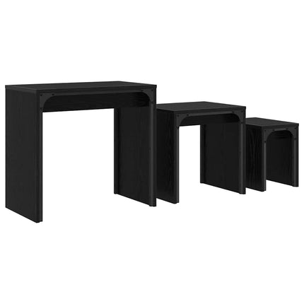 Kaffeebord 3 pcs Svart Ek Konstruerat trä