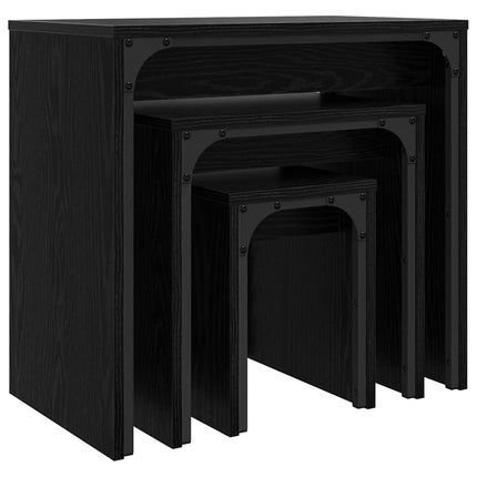 Kaffeebord 3 pcs Svart Ek Konstruerat trä