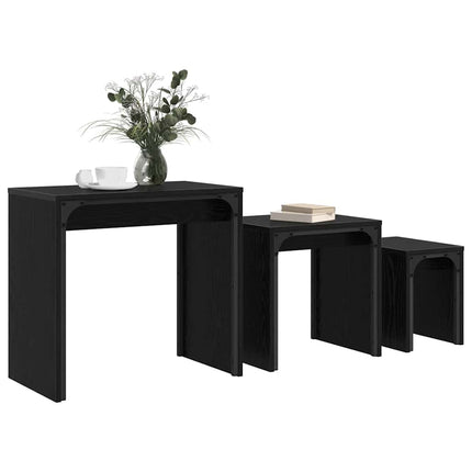 Kaffeebord 3 st Svart Ek 60 x 35 x 56 cm Konstruerat trä