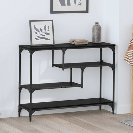 Konsolbord med hylla Svart Ek 100 x 30 x 75 cm Konstruerat trä