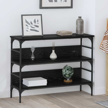 Konsolbord med hylla Svart ek 100 x 32 x 75 cm Konstruerat trä