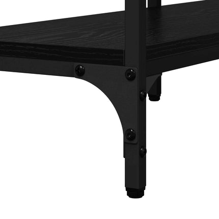 Konsolbord med hylla Svart ek 160 x 29 x 80 cm Konstruerat trä