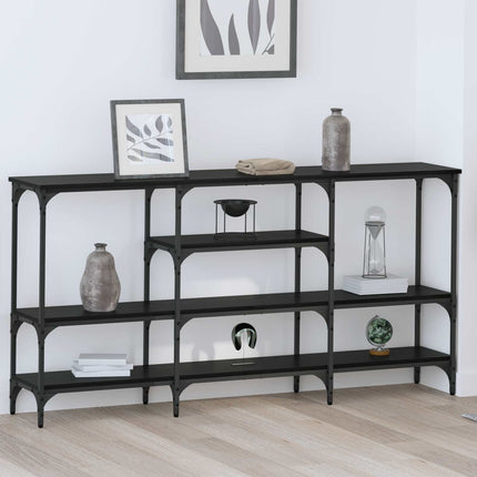 Konsolbord med hylla Svart ek 160 x 29 x 80 cm Konstruerat trä
