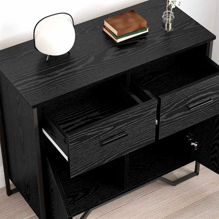 Sideboard med låda Svart Ek 79,5 x 35,5 x 74,5 cm